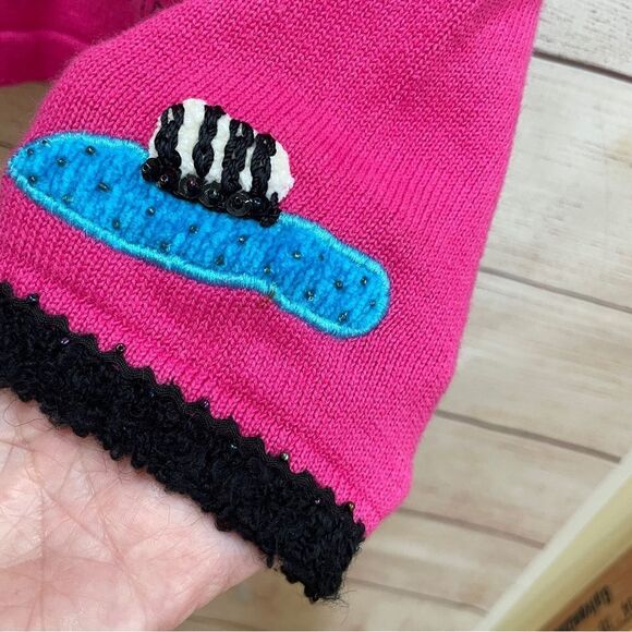 VINTAGE BEREK BORN‎ TO SHOP EMBROIDERED AND EMBELLISHED SWEATER IN PINK - Picture 9 of 11
